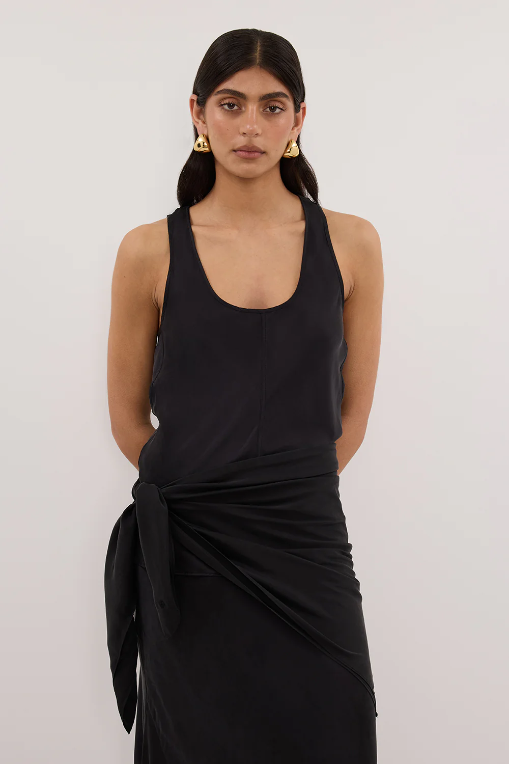 PERCY BLACK SILK SCARF TOP - Gamepaces