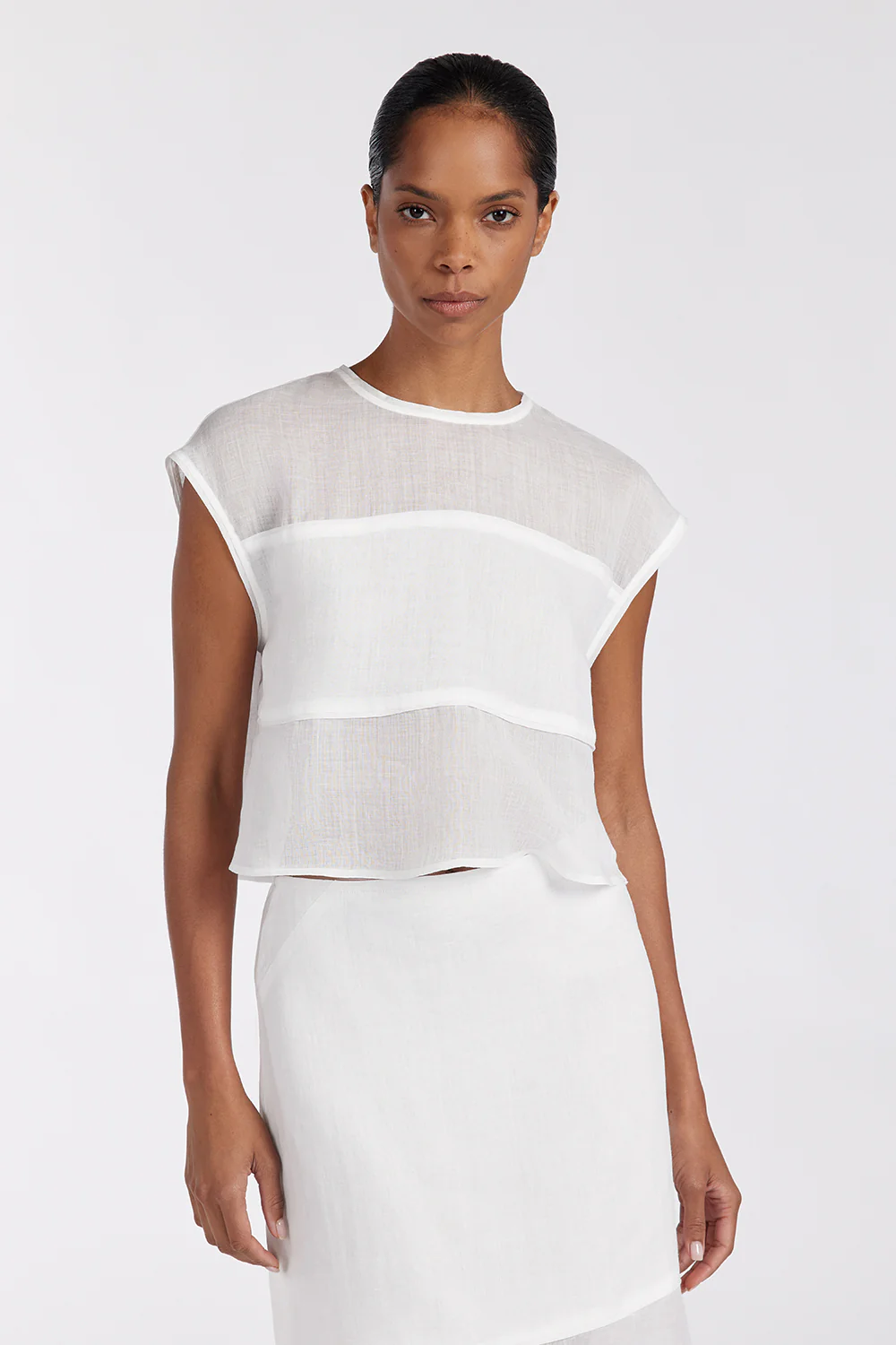 KAI WHITE RAMIE PANELLED TOP - Gamepaces