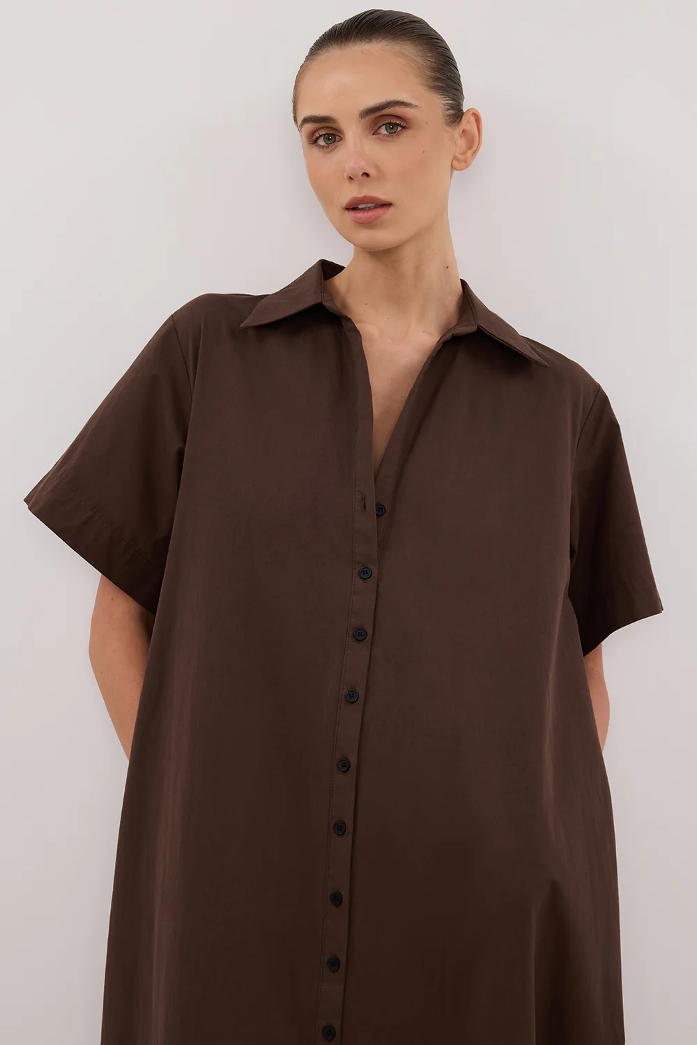 VIOLET BITTER CHOC SHIRT MIDI DRESS - Gamepaces