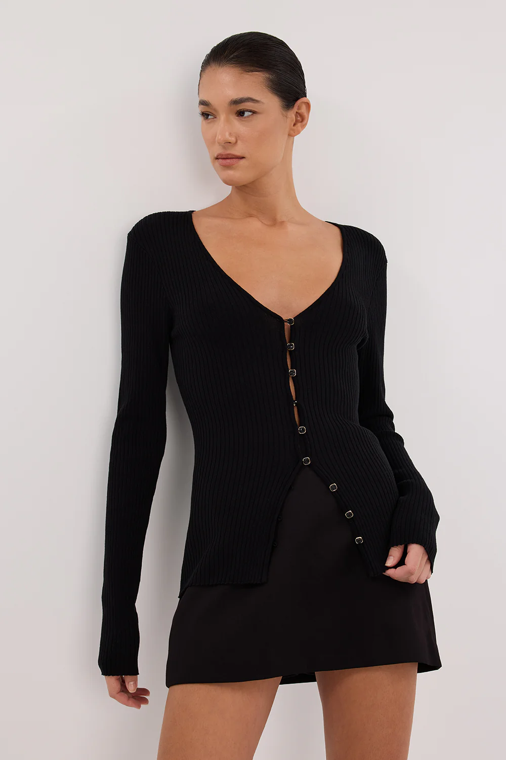 BLAIR BLACK LONG SLEEVE KNIT TOP - Gamepaces