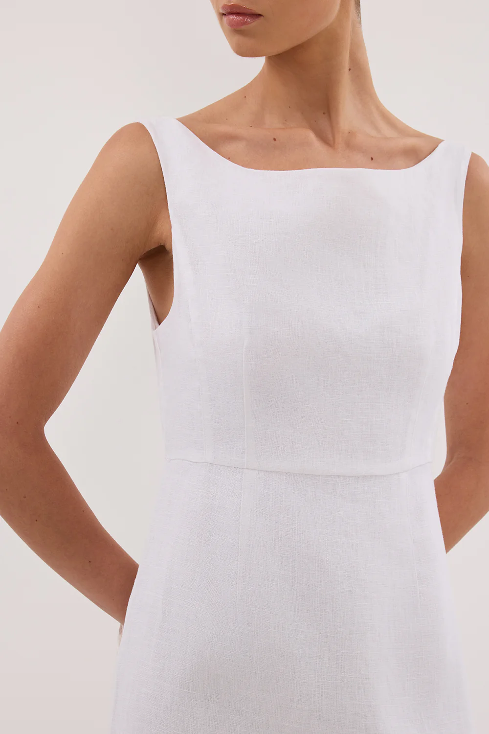 JULE WHITE LINEN MIDI DRESS - Gamepaces