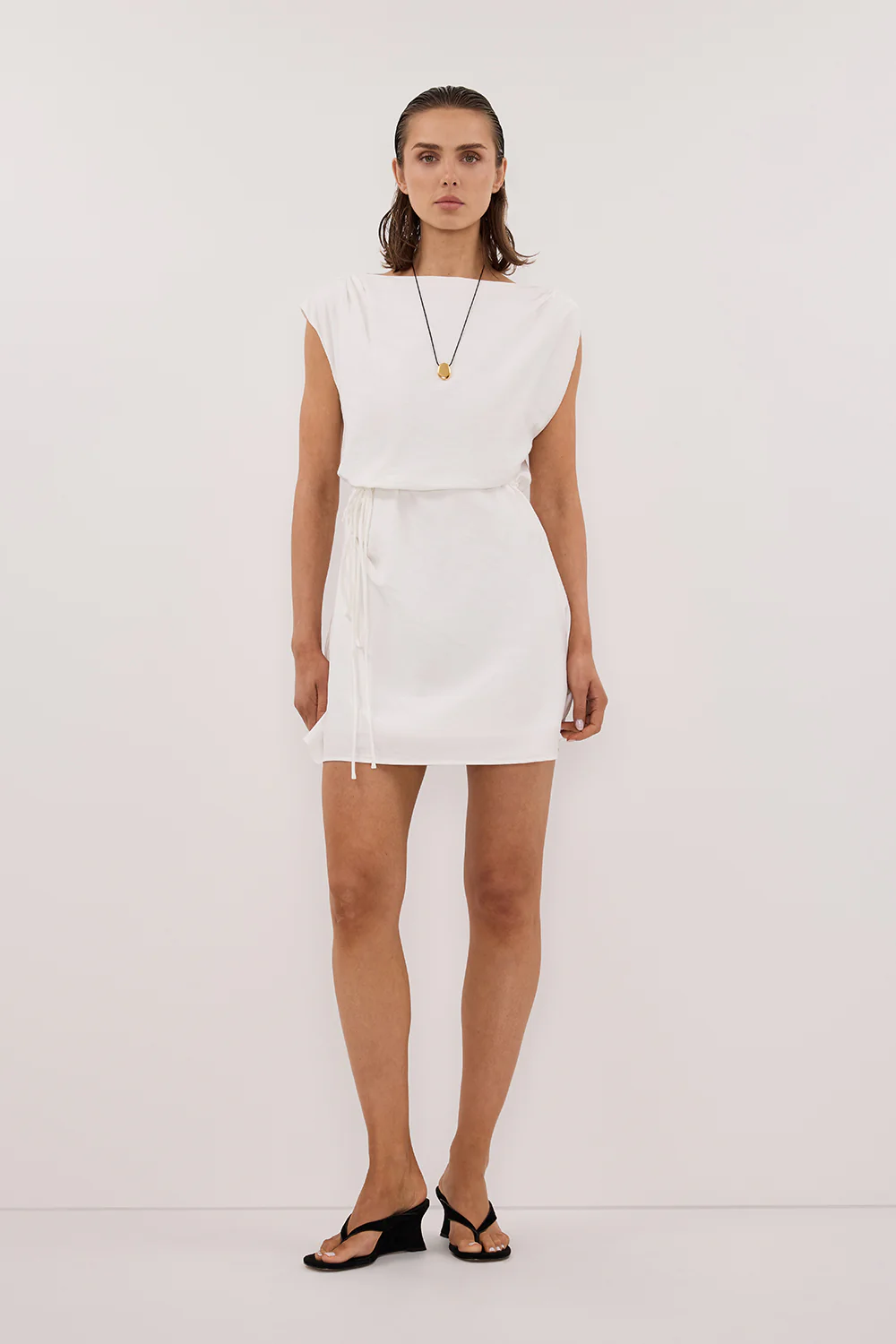 MARMO WHITE DRAPED MINI DRESS - Gamepaces