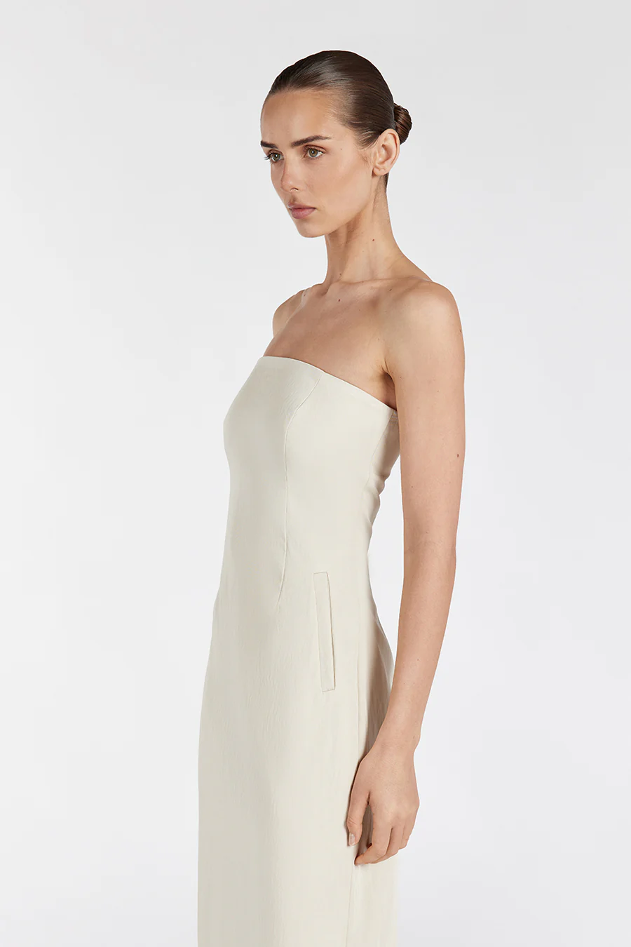 OPAL OAT STRAPLESS MIDI DRESS - Gamepaces