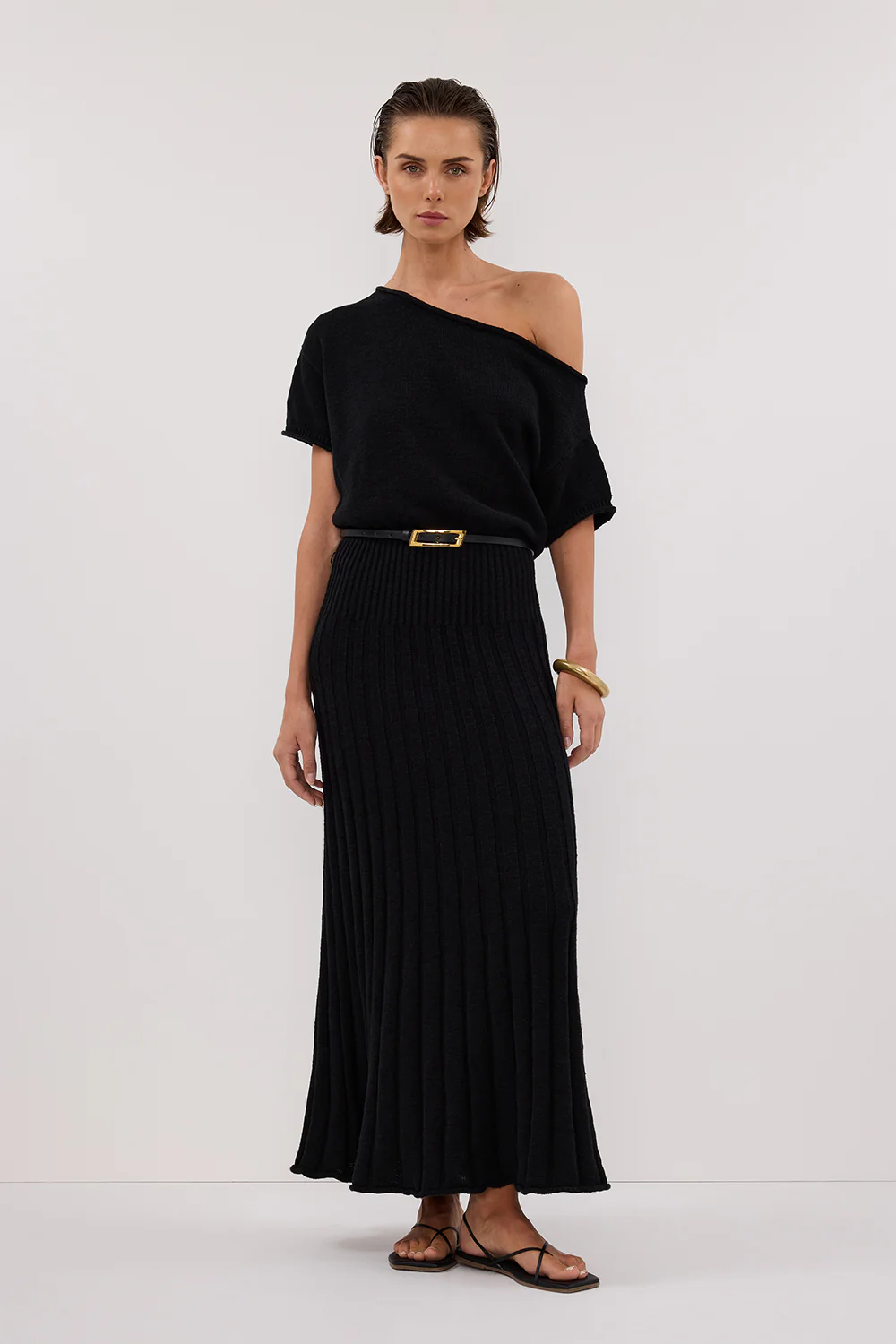 RICK BLACK ASYM KNIT MIDI DRESS - Gamepaces