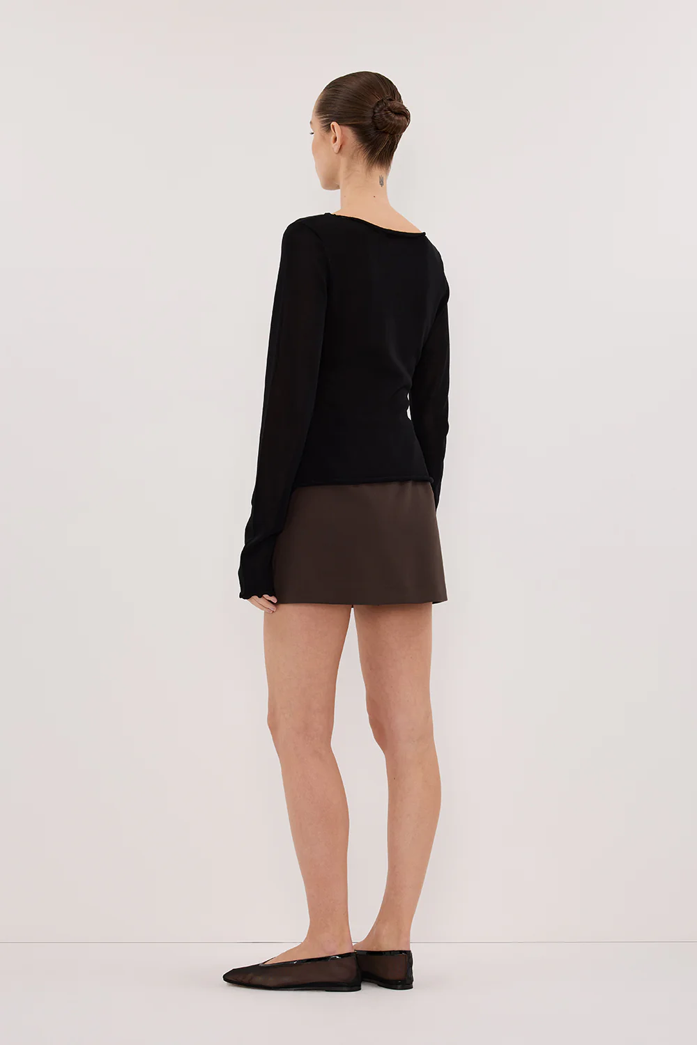 BLAKE BLACK LONG SLEEVE BOAT NECK KNIT TOP - Gamepaces
