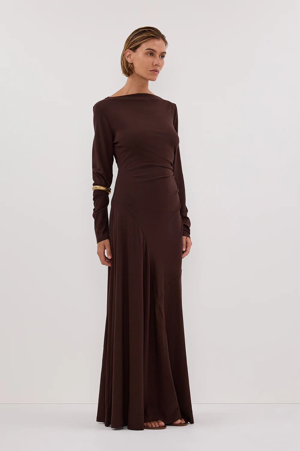 HADLEY CHOC LONG SLEEVE KNIT MAXI DRESS - Gamepaces