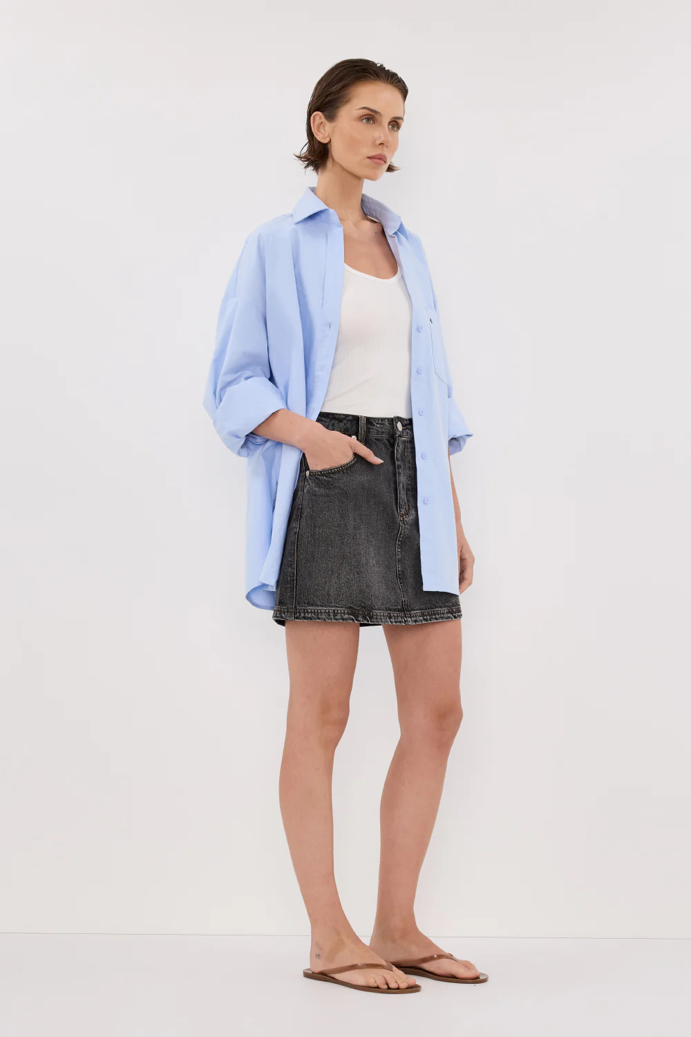 MASON WASHED BLACK DENIM MINI SKIRT - Gamepaces