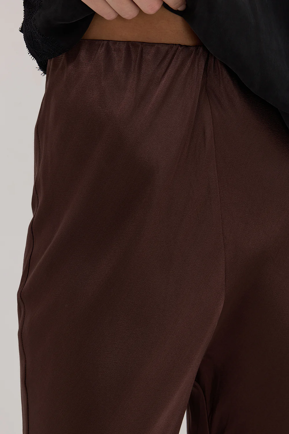 NIKKI BITTER CHOC SATIN BIAS PANT - Gamepaces