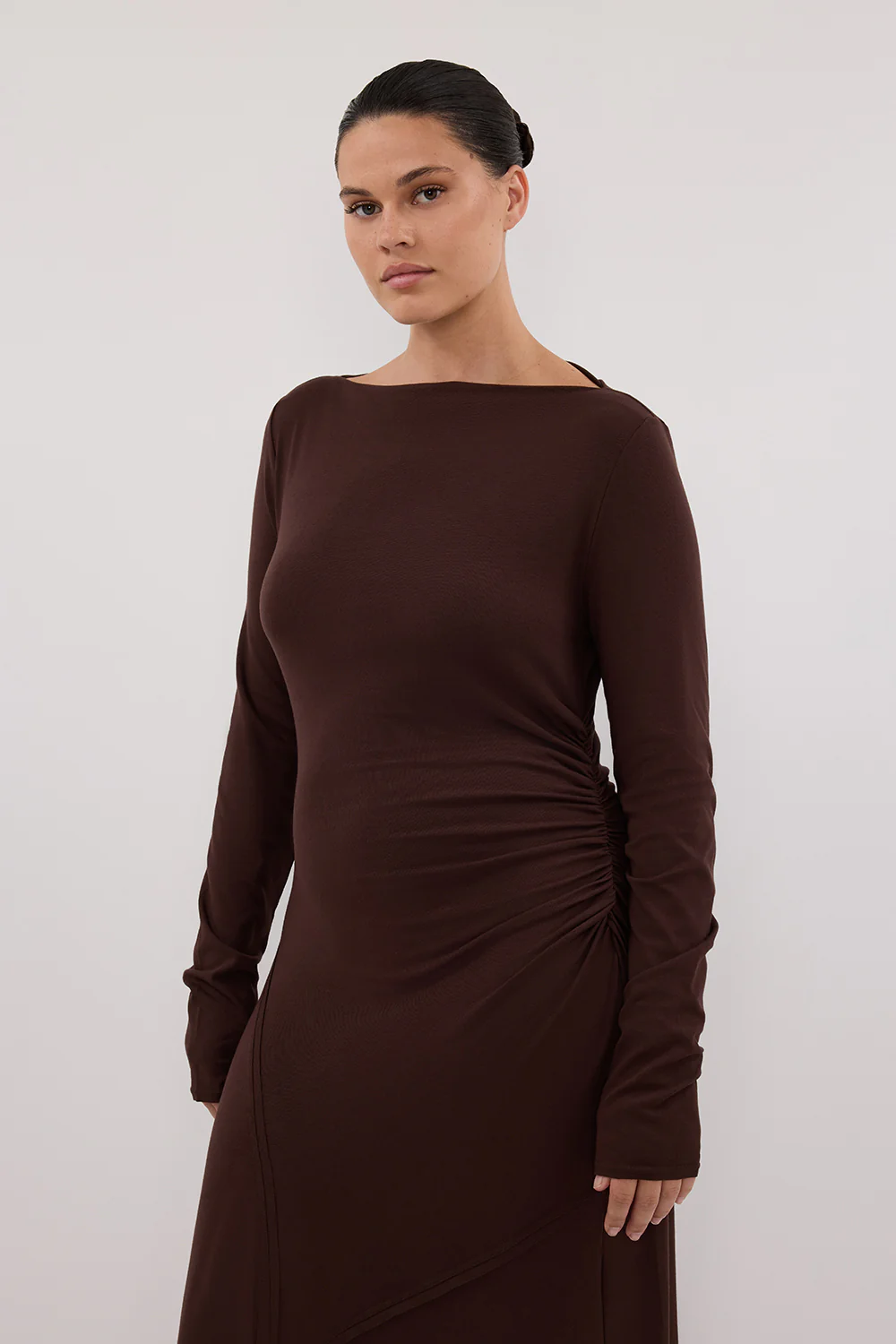 HADLEY CHOC LONG SLEEVE KNIT MAXI DRESS - Gamepaces