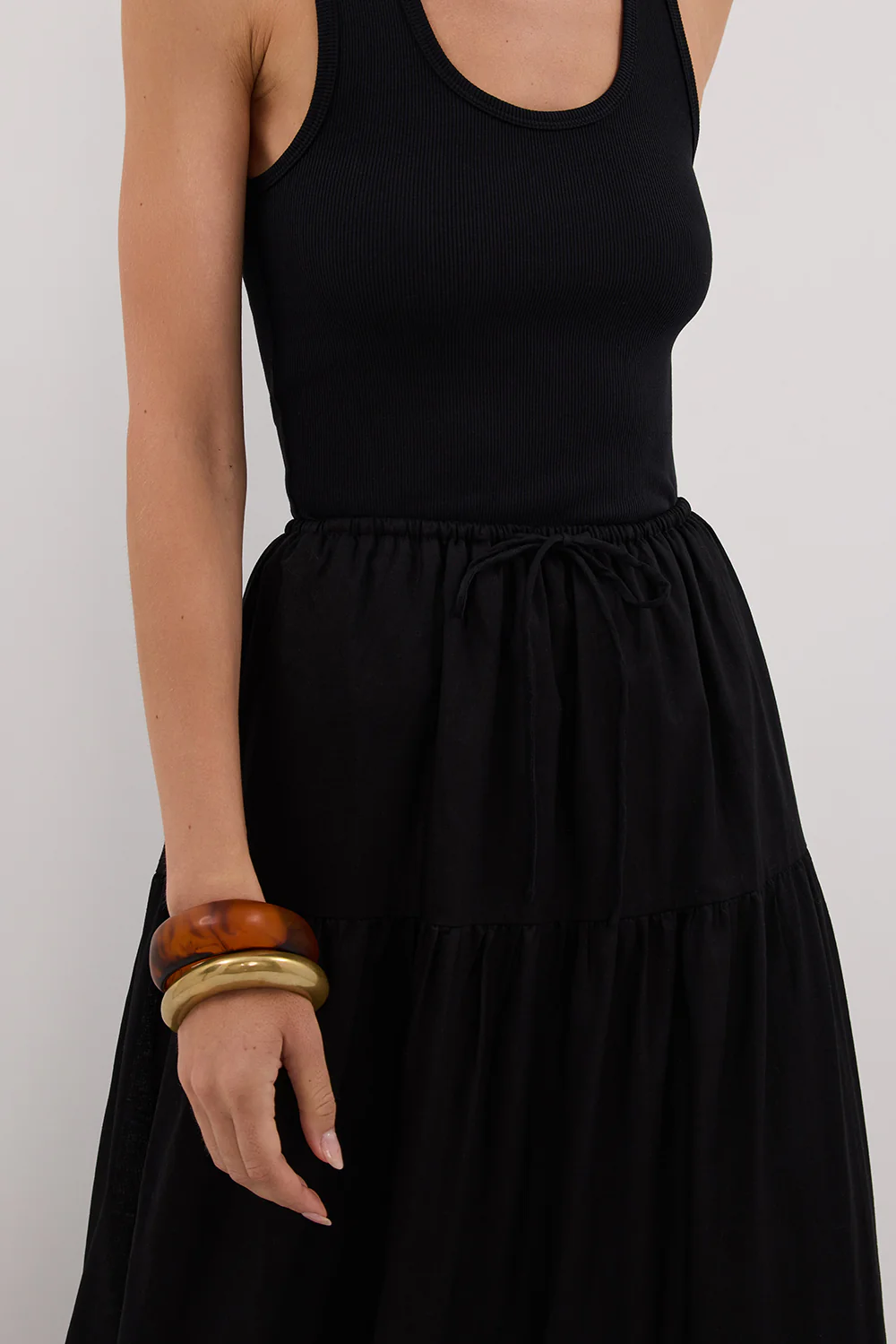 FLETCHER BLACK TIERED MAXI SKIRT - Gamepaces