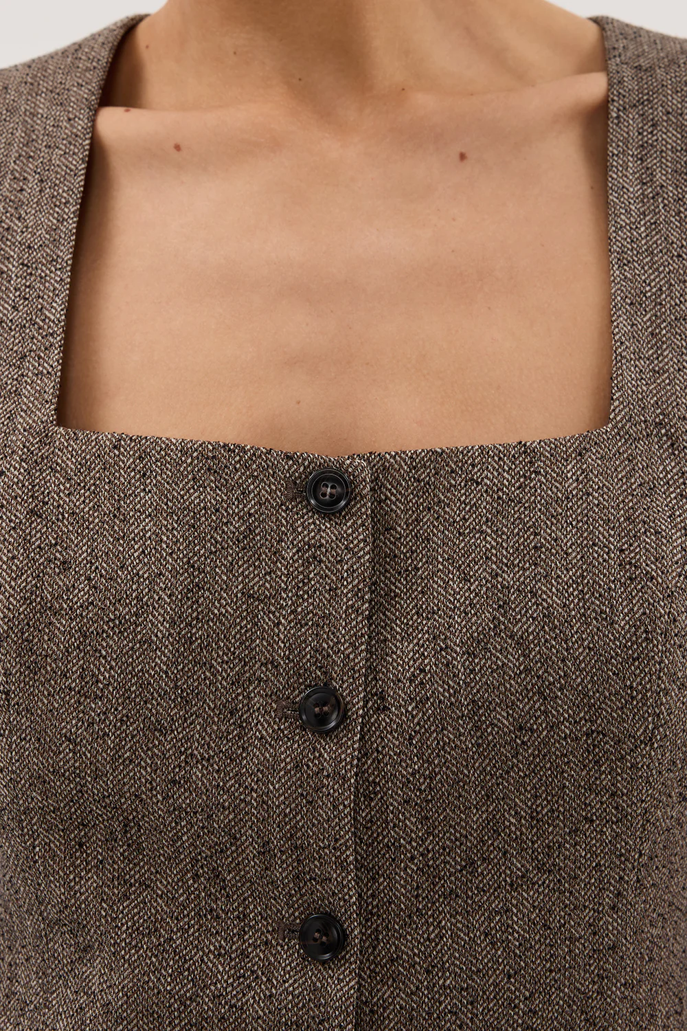 FRANKIE CHOC TWEED SQUARE NECK VEST - Gamepaces