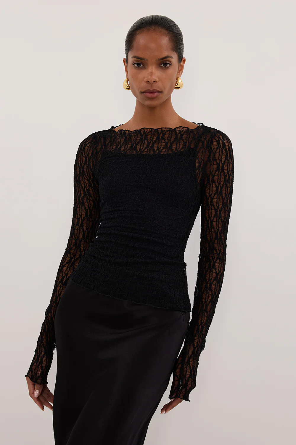 LIZZIE BLACK LACE LONG SLEEVE TOP - Gamepaces