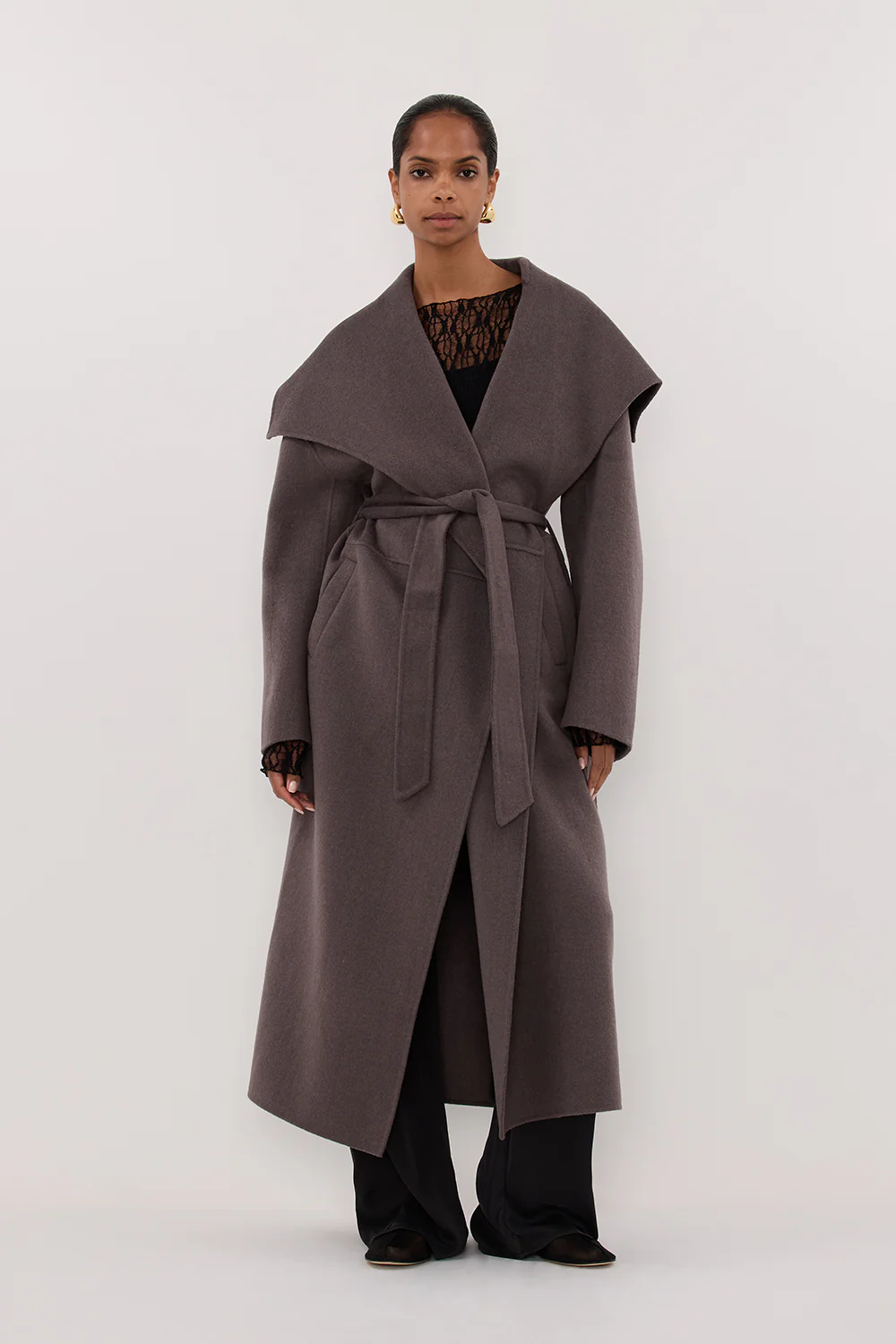 LUCIA TURKISH COFFEE OVERSIZED MARLE COAT - Gamepaces