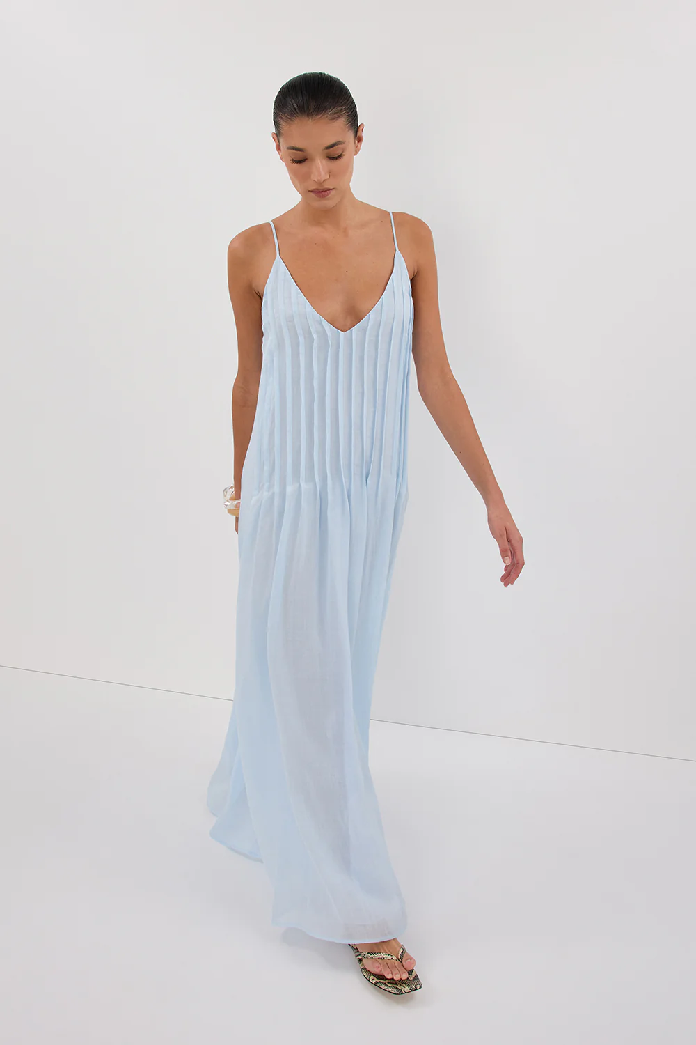 TAHLIA CORNFLOWER RAMIE MAXI DRESS - Gamepaces