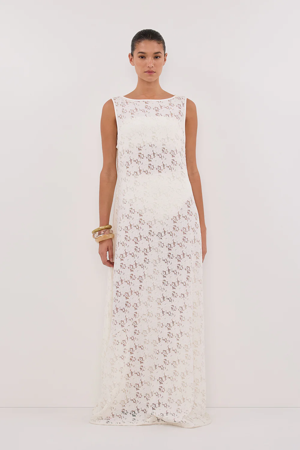 LOULA WHITE LACE MIDI DRESS - Gamepaces