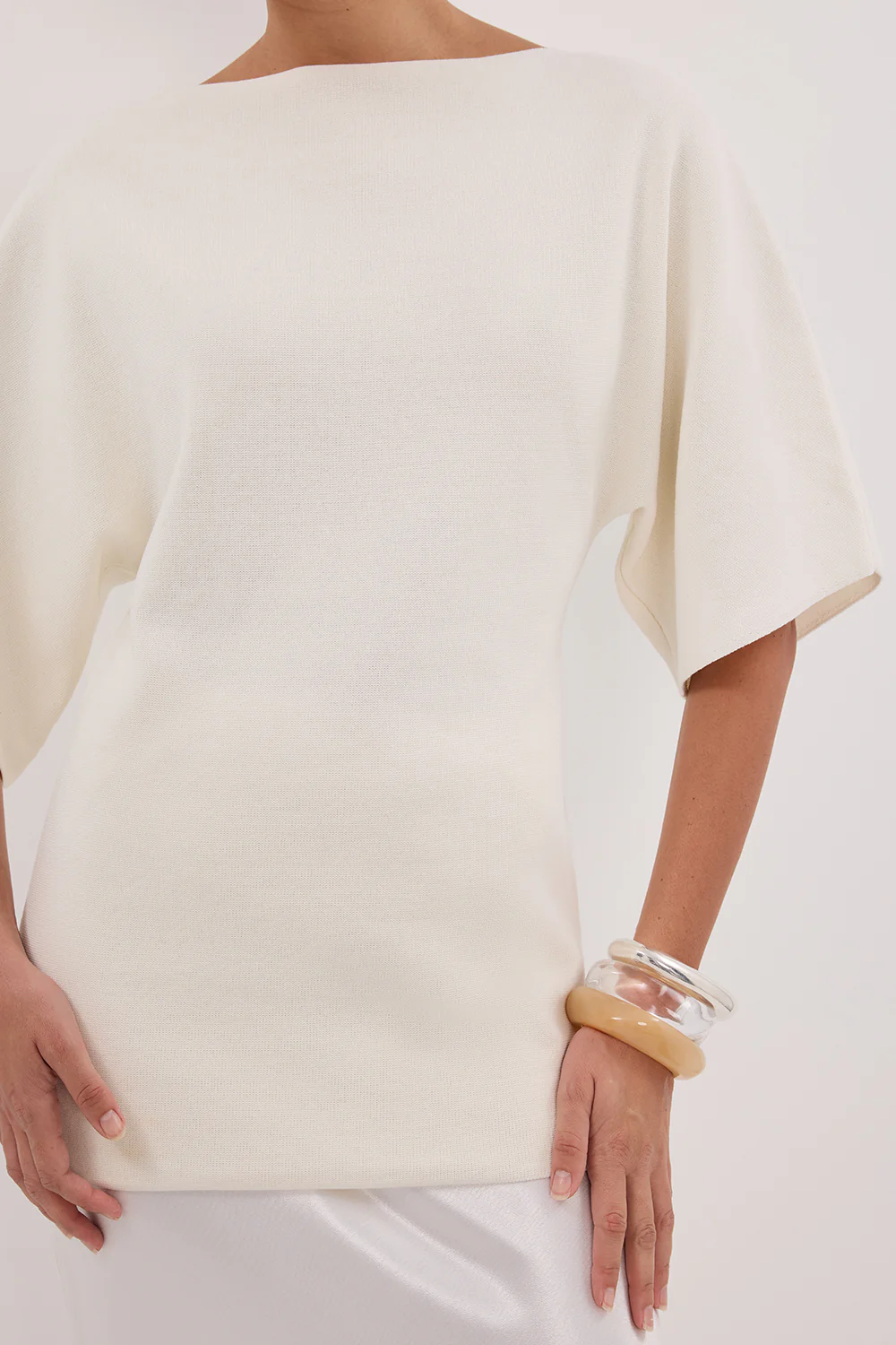 LIA IVORY SLEEVED KNIT TOP - Gamepaces