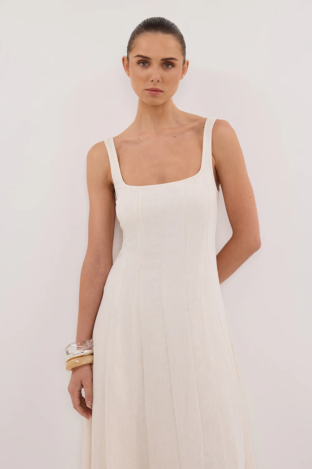CANNE CREAM MIDI DRESS - Gamepaces