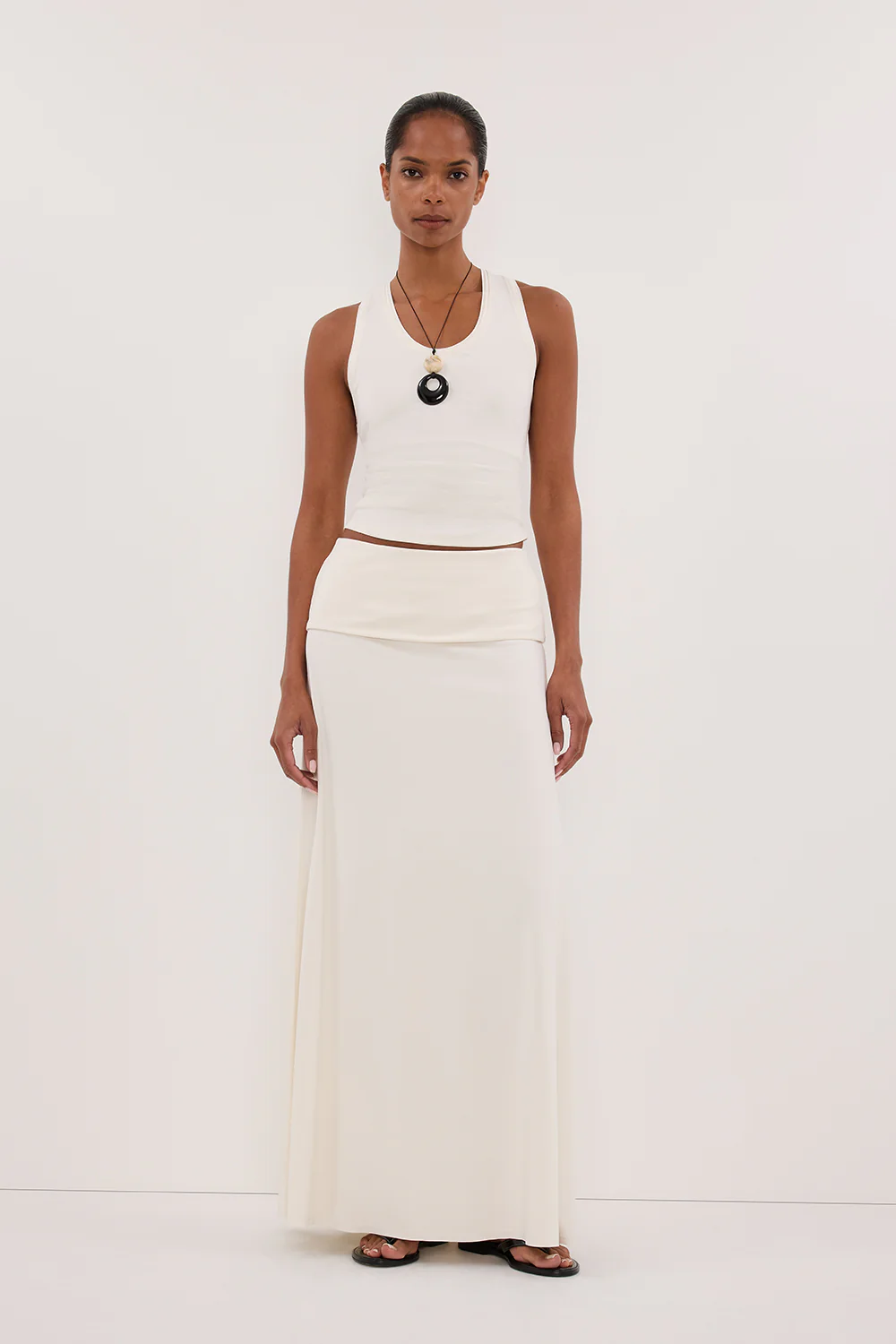 JULIE OFF WHITE MODAL BLEND MAXI SKIRT - Gamepaces