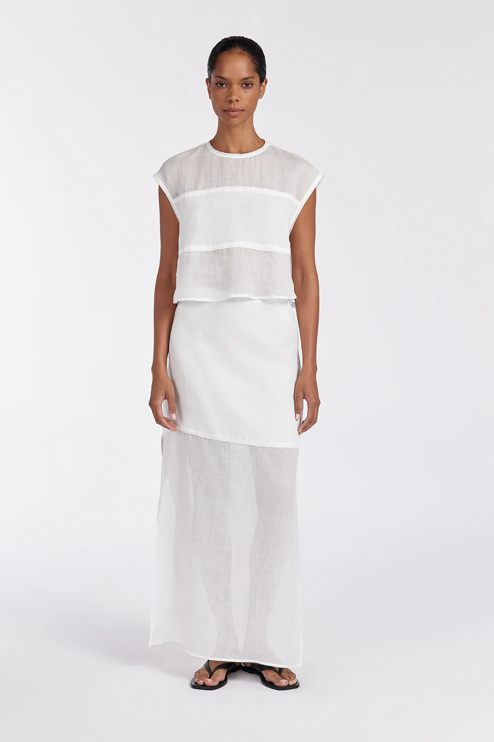 KAI WHITE RAMIE MIDI SKIRT - Gamepaces