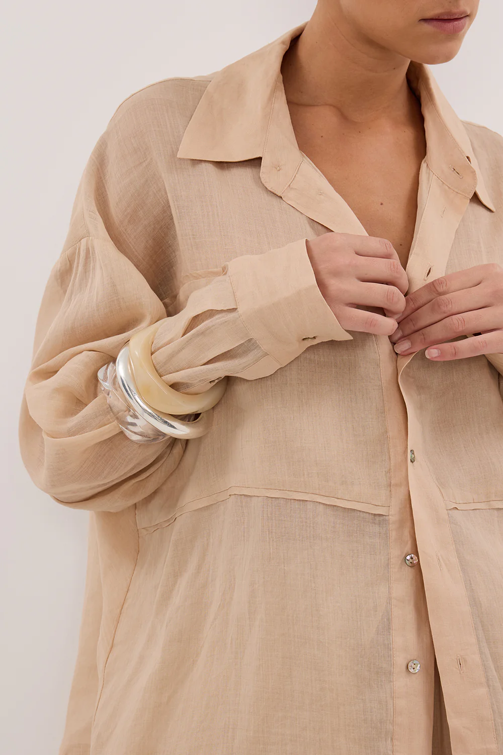 KAI MUSK OVERSIZED RAMIE LONG SLEEVE SHIRT - Gamepaces