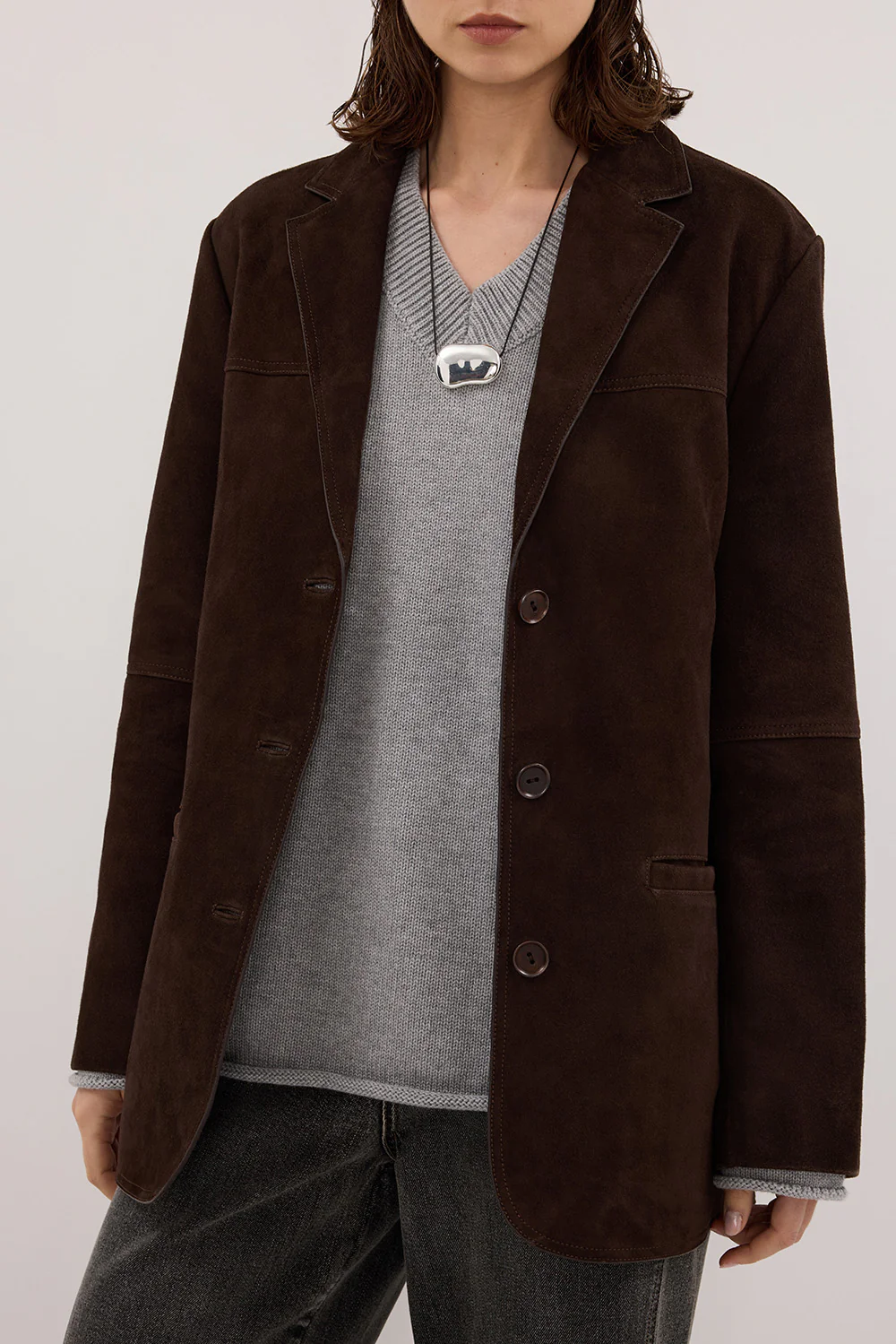 HENDRIX BITTER CHOC OVERSIZED SUEDE LEATHER JACKET - Gamepaces