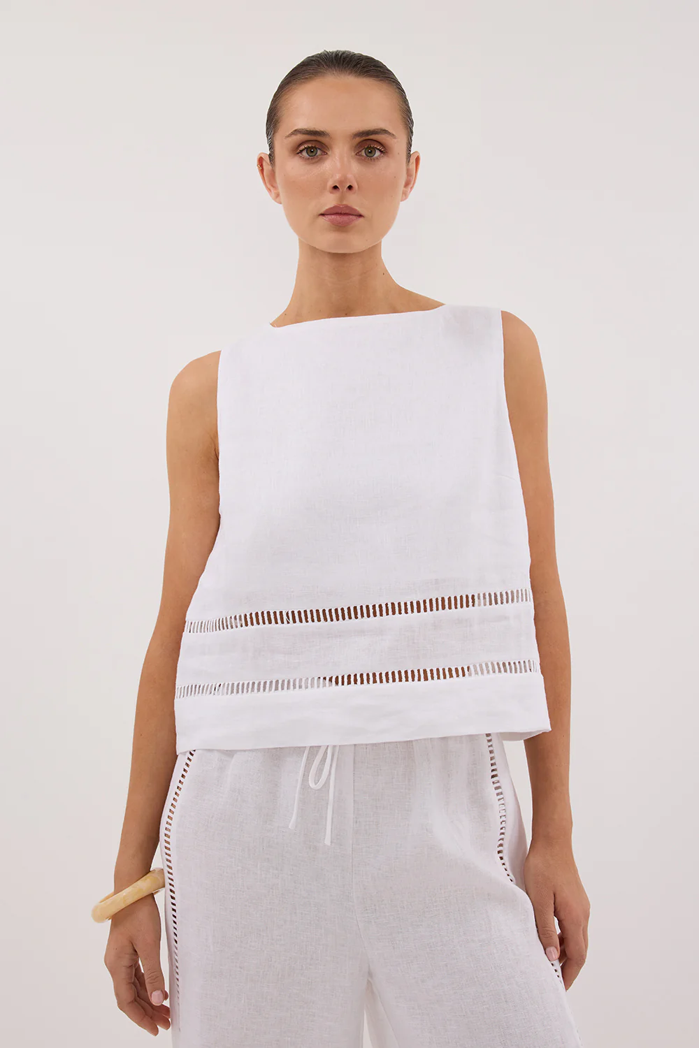 LINDSAY WHITE LINEN BOXY TOP - Gamepaces