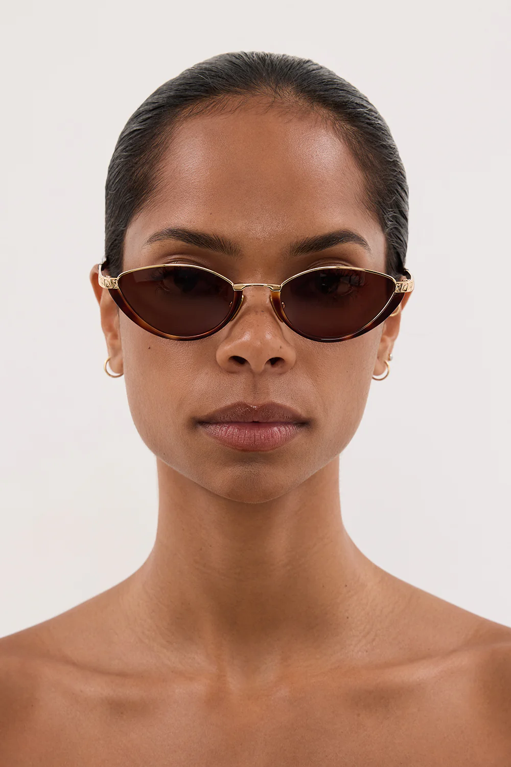 LUV LOU THE LIA GOLD BROWN SUNGLASSES - Gamepaces