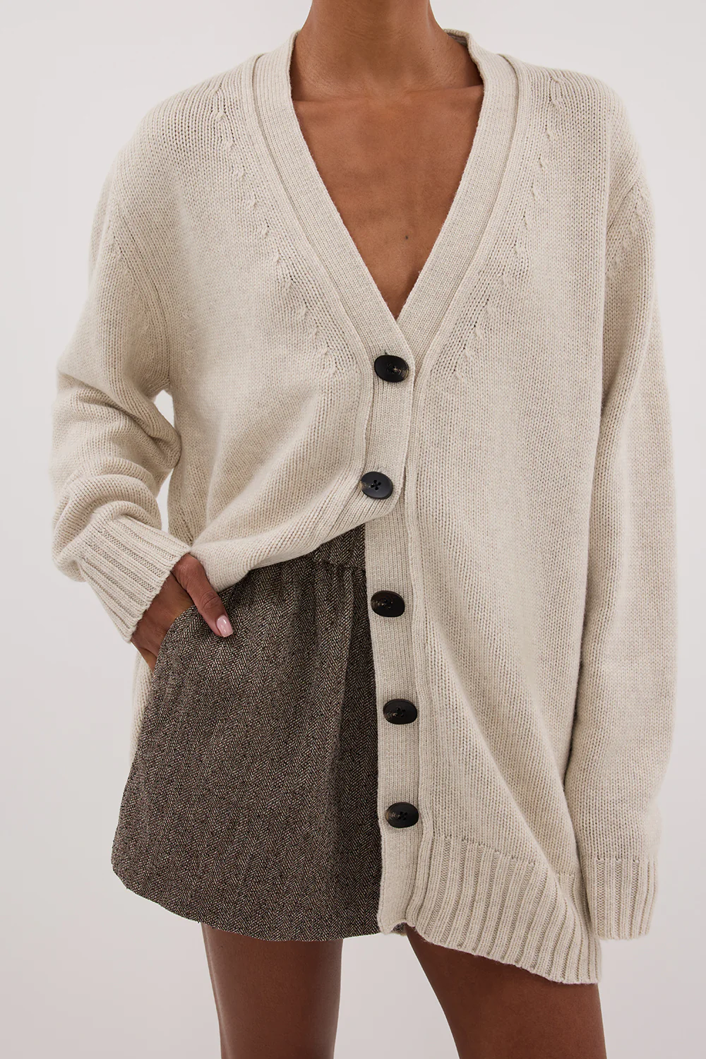 ZOE CHALK LONGLINE CARDIGAN - Gamepaces