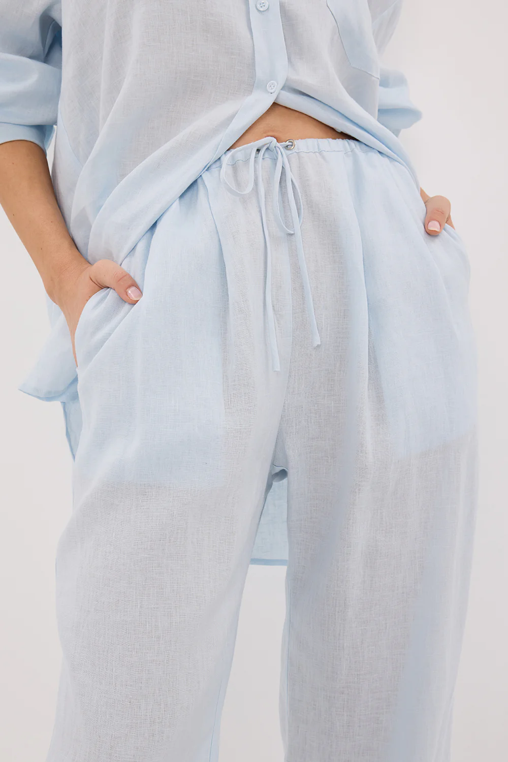 ELLIS ICE BLUE LINEN PANT - Gamepaces