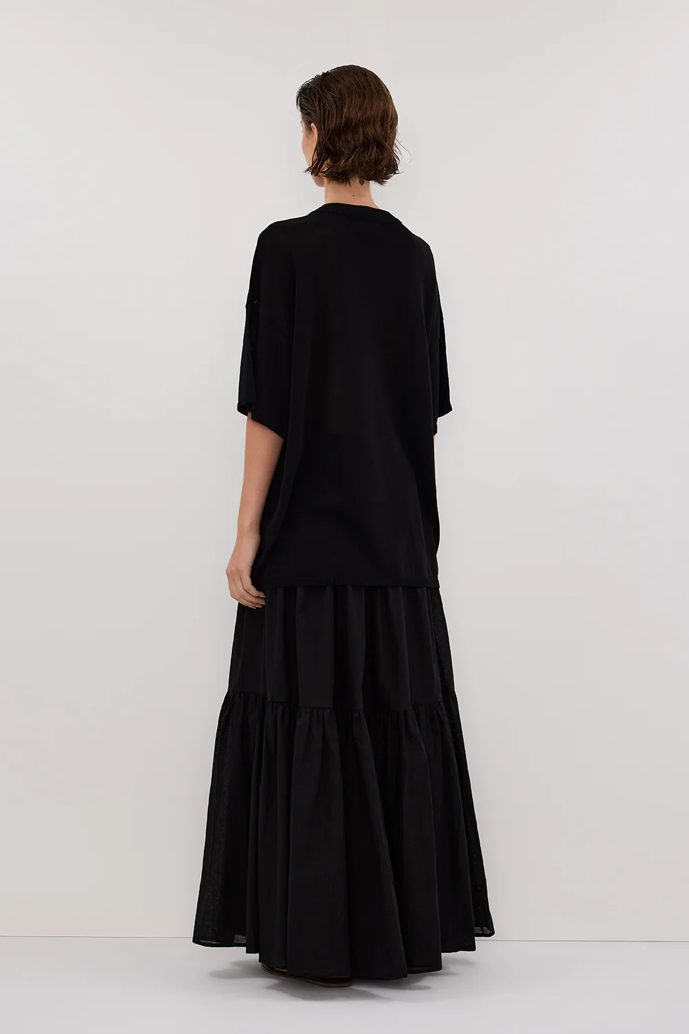 JACKI BLACK OVERSIZED KNIT TEE - Gamepaces