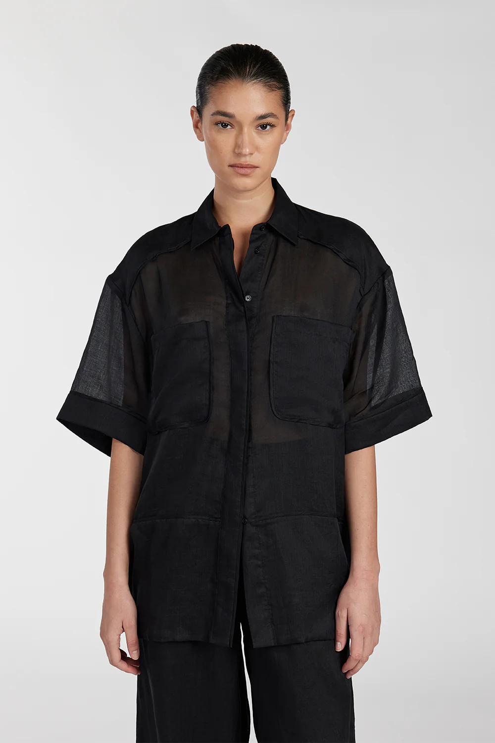 KAI BLACK RAMIE RESORT SHIRT - Gamepaces
