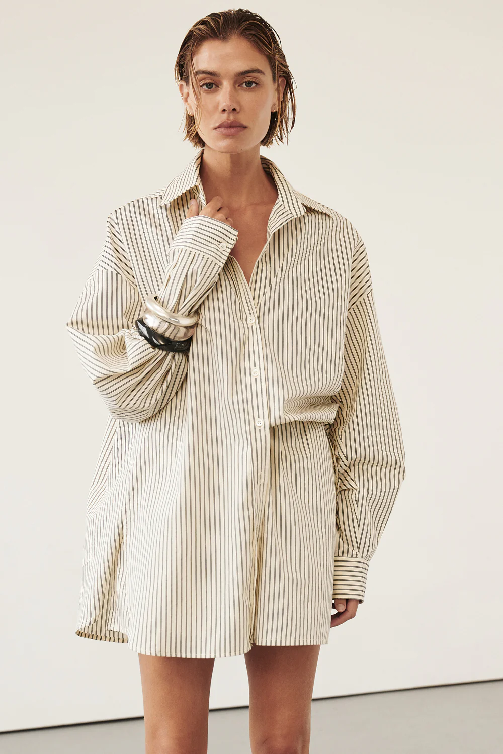 PALMA CREAM OVERSIZED SILK BLEND SHIRT - Gamepaces