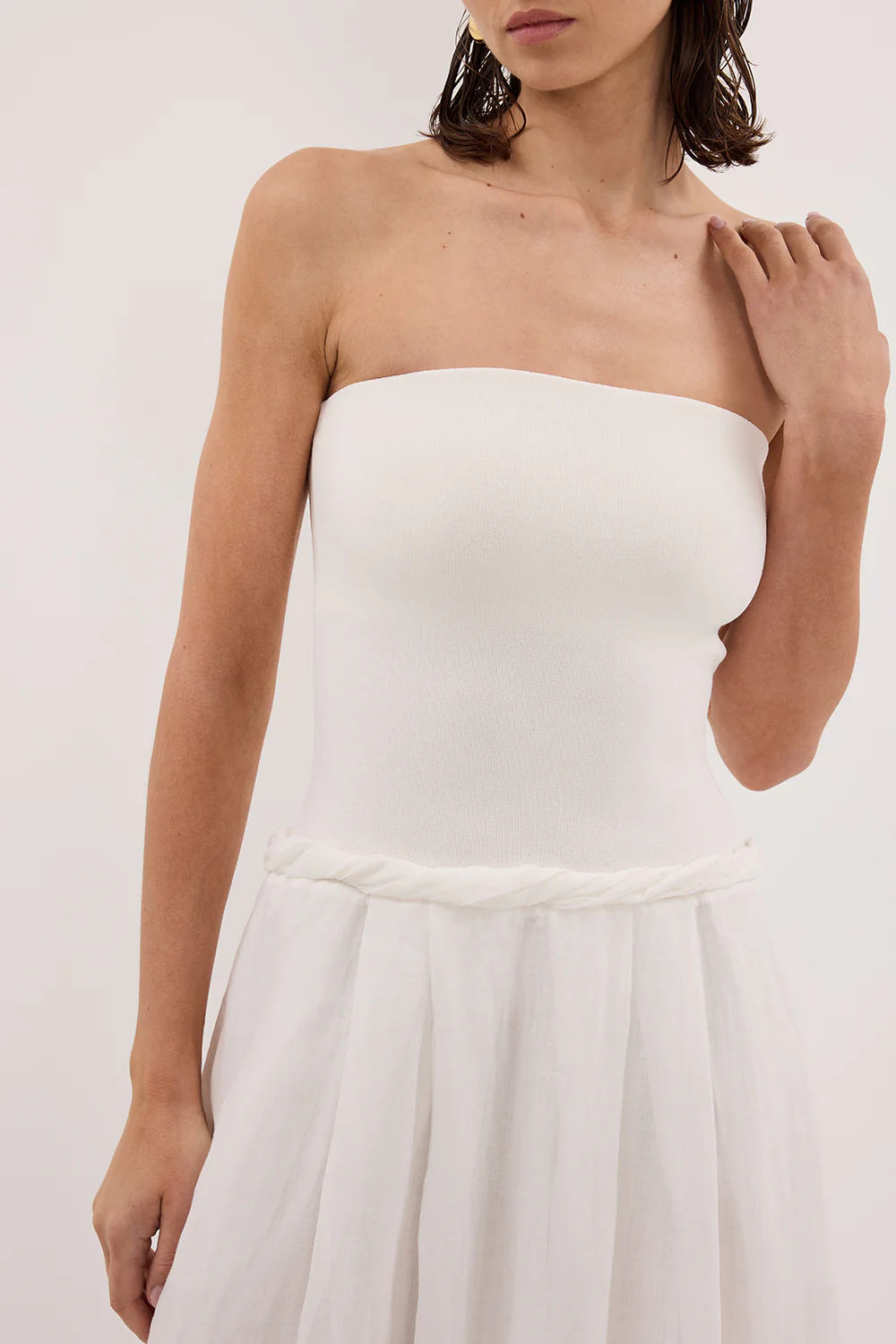 COCO WHITE STRAPLESS HYRBID MIDI DRESS - Gamepaces