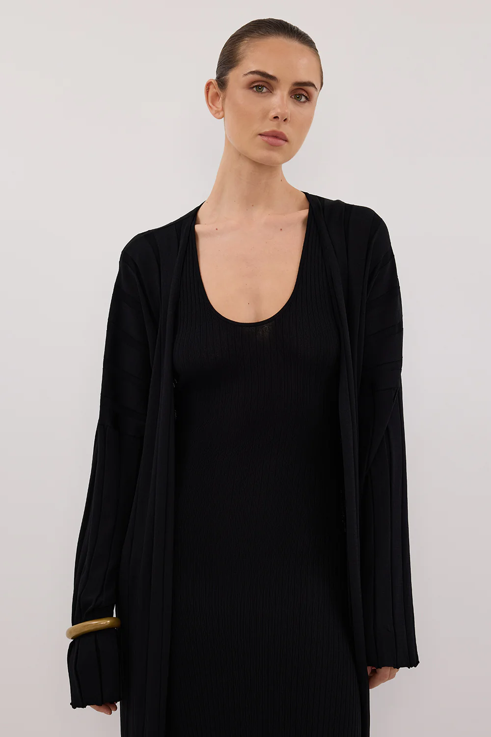 EVE BLACK KNIT MIDI CARDIGAN - Gamepaces