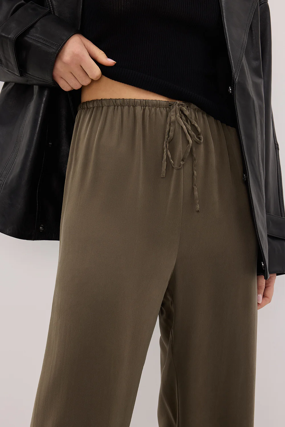 PERCY OLIVE SILK PANT - Gamepaces