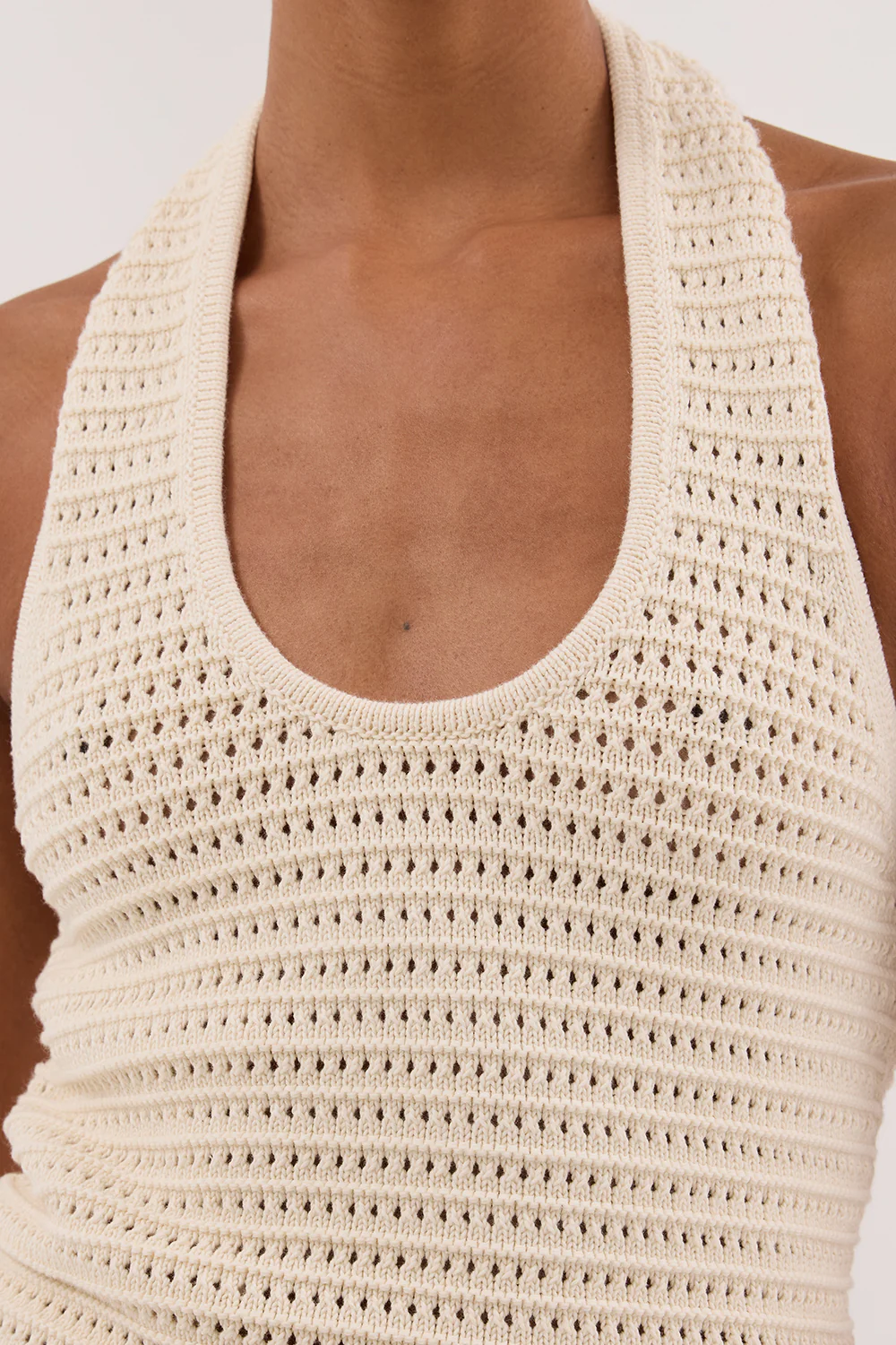 GINA CREAM HALTER CROCHET TOP - Gamepaces