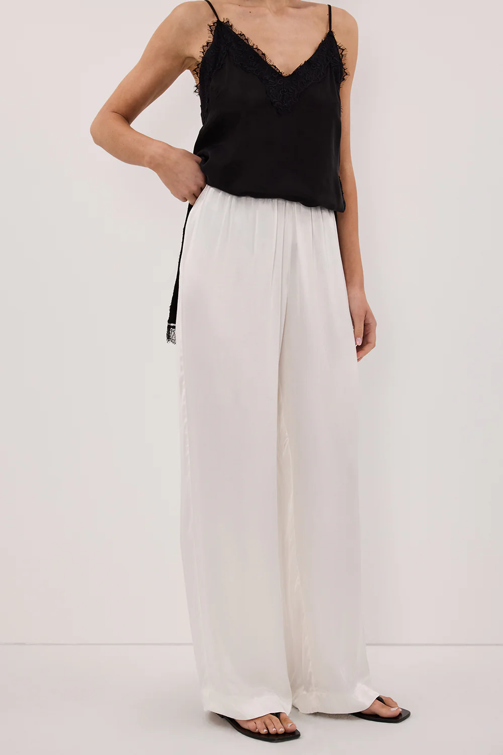 MONICA WHITE SATIN PANT - Gamepaces