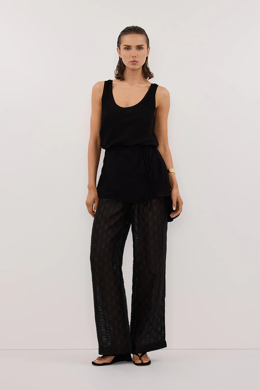 ELBA BLACK SHEER CHECK PANTS - Gamepaces