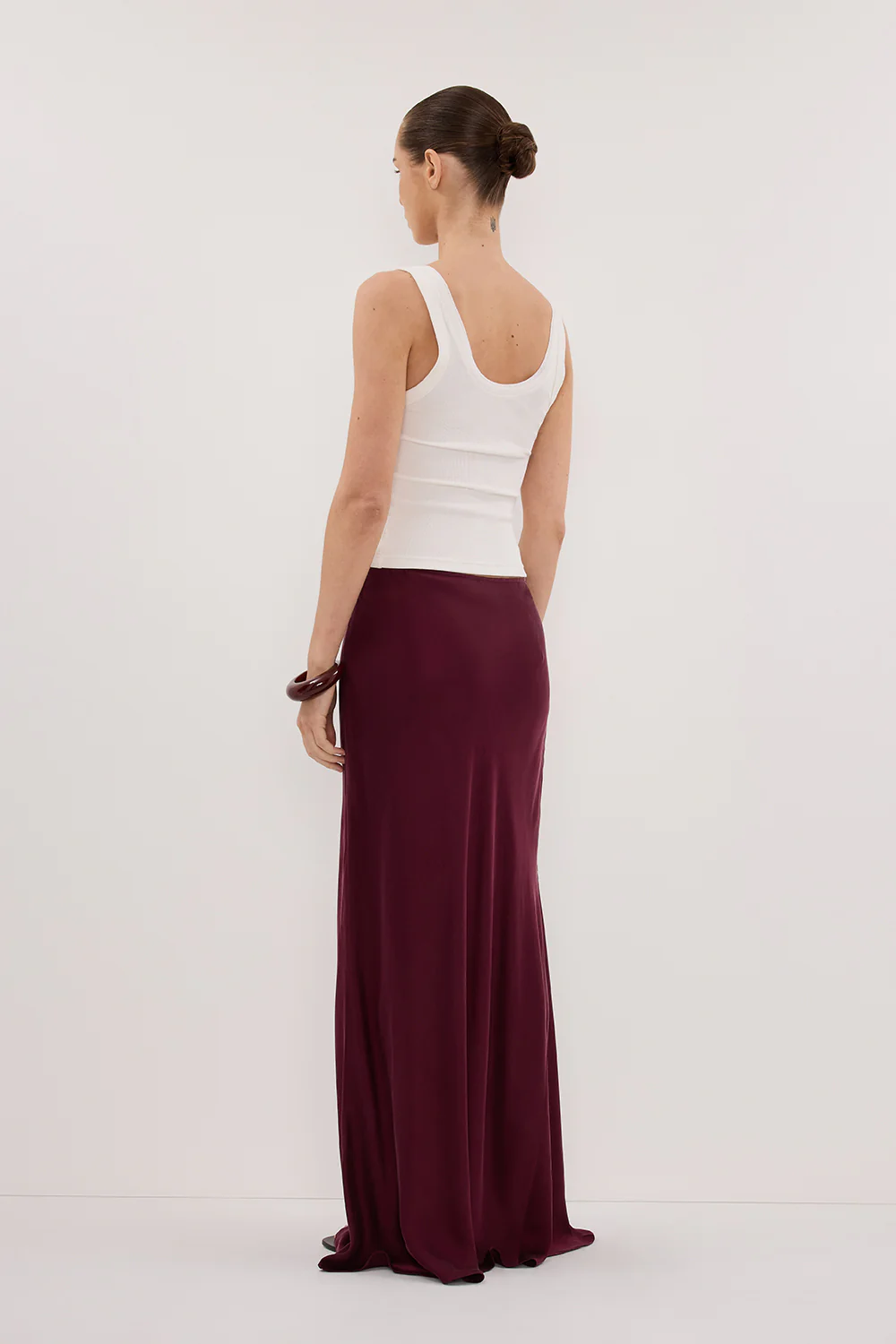 COLETTE MERLOT SILK MIDI SKIRT - Gamepaces