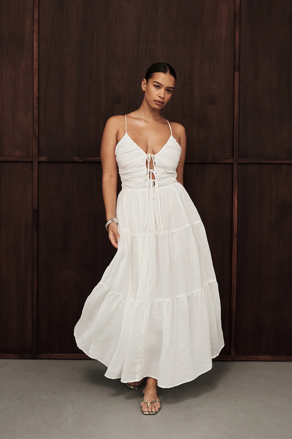 MARNIE WHITE RAMIE MIDI DRESS - Gamepaces