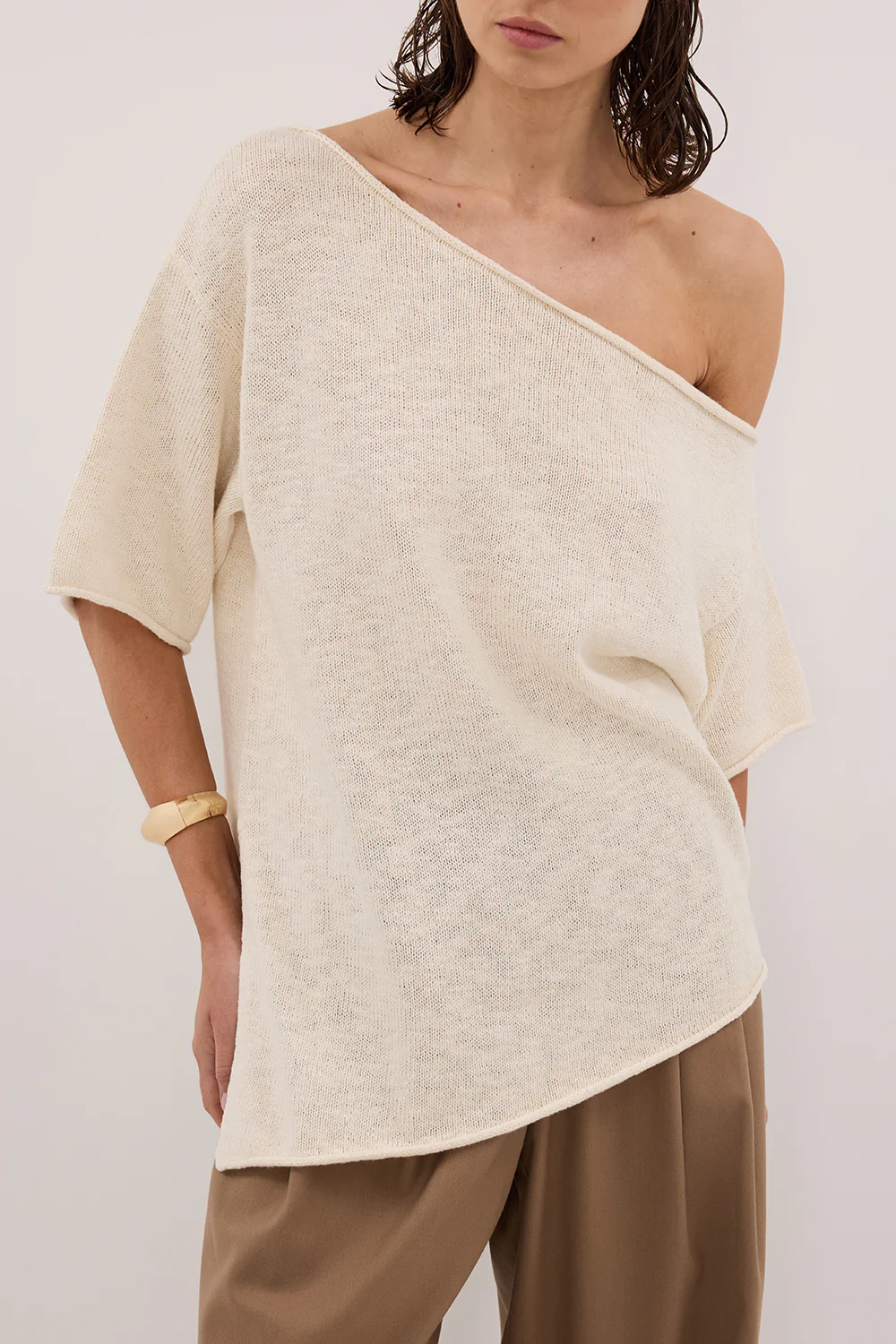 RICK CREAM ASYM KNIT TOP - Gamepaces