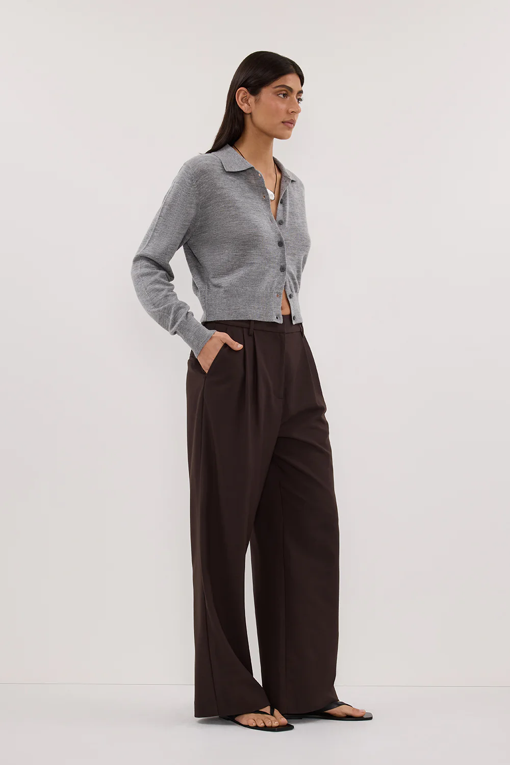 KYRA SILVER LONG SLEEVE MERINO WOOL CARDIGAN - Gamepaces