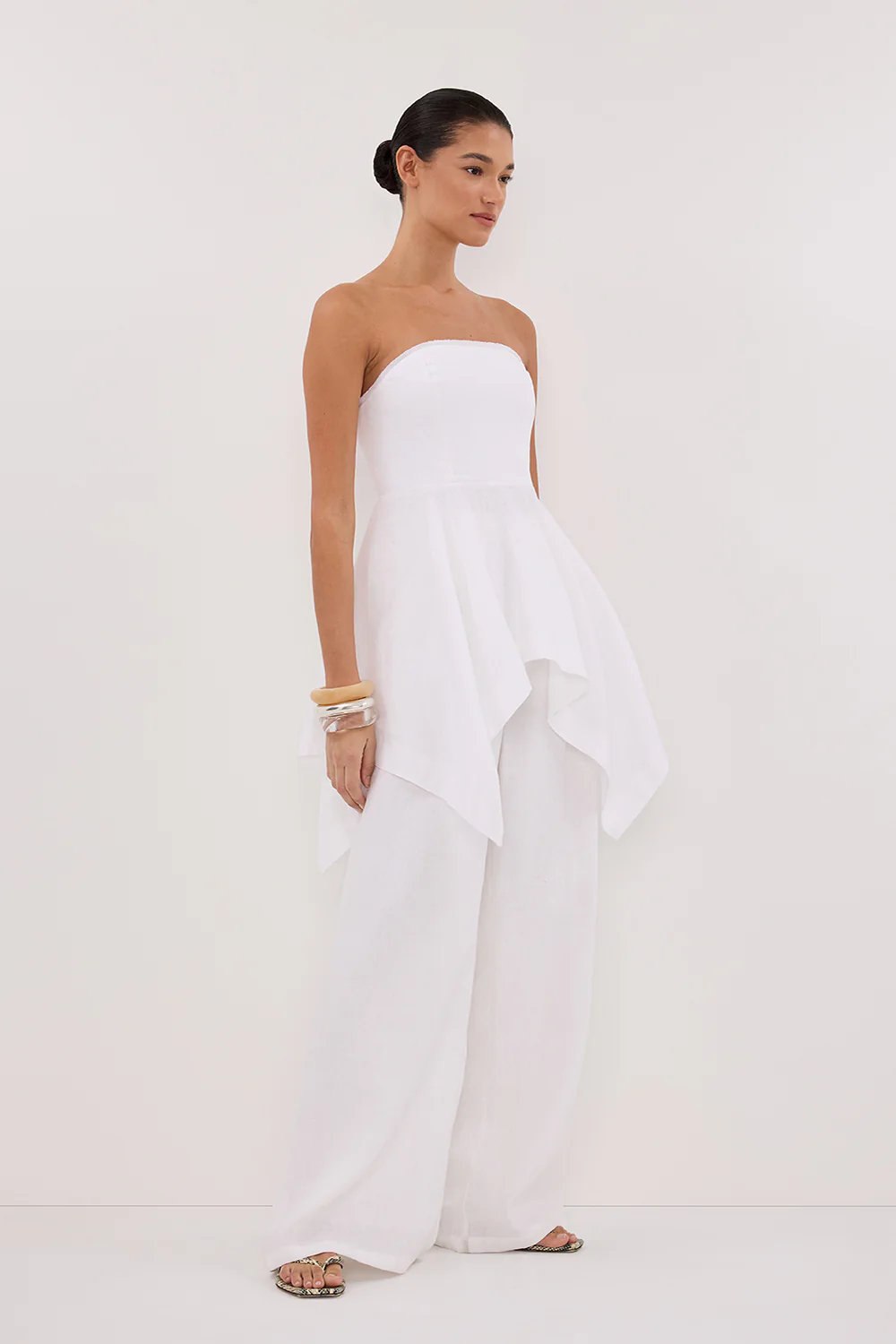 LUNA WHITE LINEN HANDKERCHIEF TOP - Gamepaces