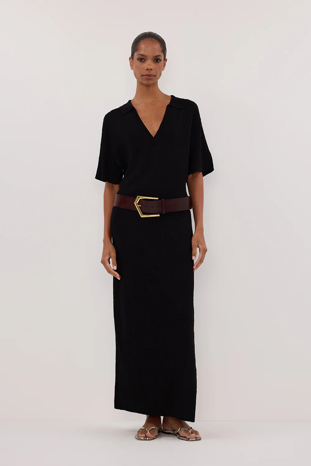 ALIAS BLACK POLO KNIT MIDI DRESS - Gamepaces