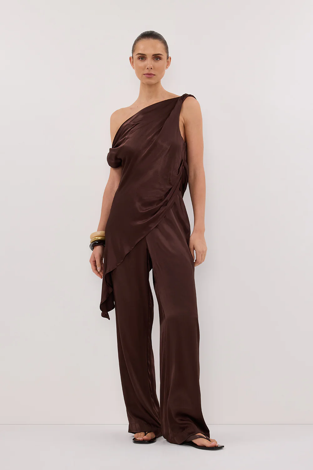 EVE BITTER CHOC ASYM SATIN TOP - Gamepaces