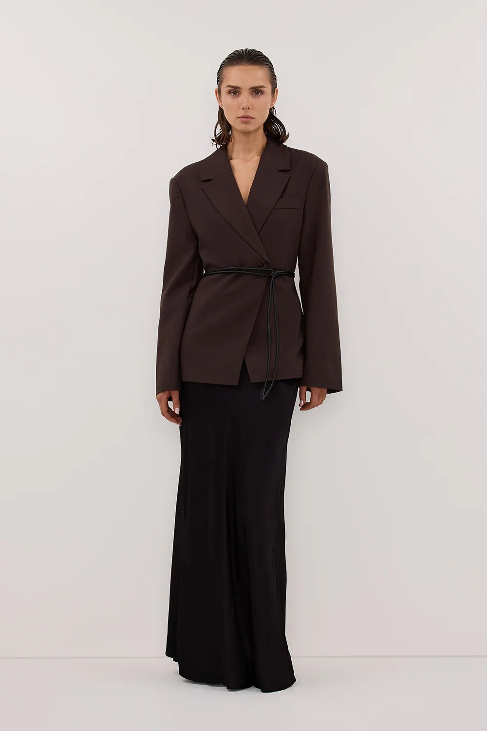 CHARLI BLACK SATIN MAXI SKIRT - Gamepaces