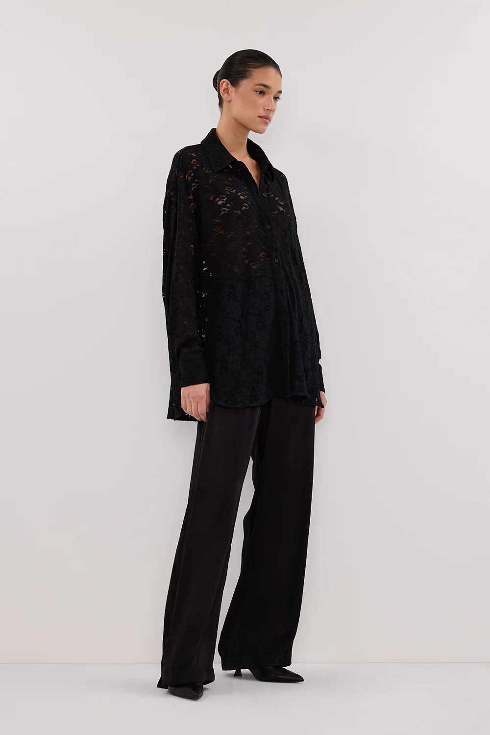 LOULA BLACK LACE LONG SLEEVE SHIRT - Gamepaces