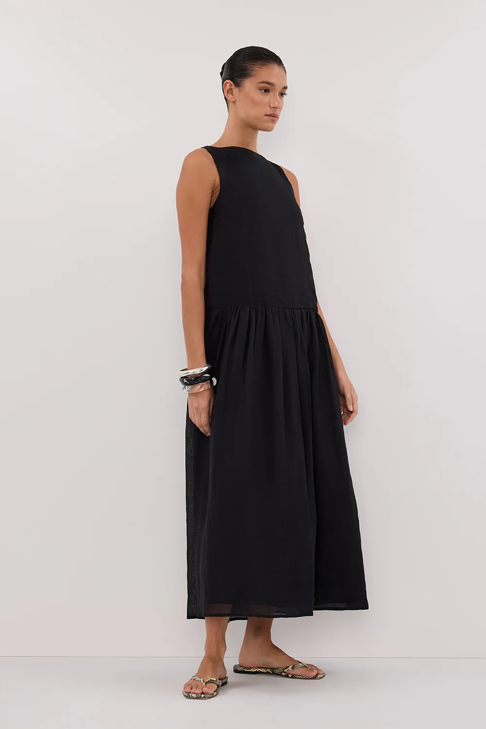 JACQUES BLACK RAMIE MIDI DRESS - Gamepaces