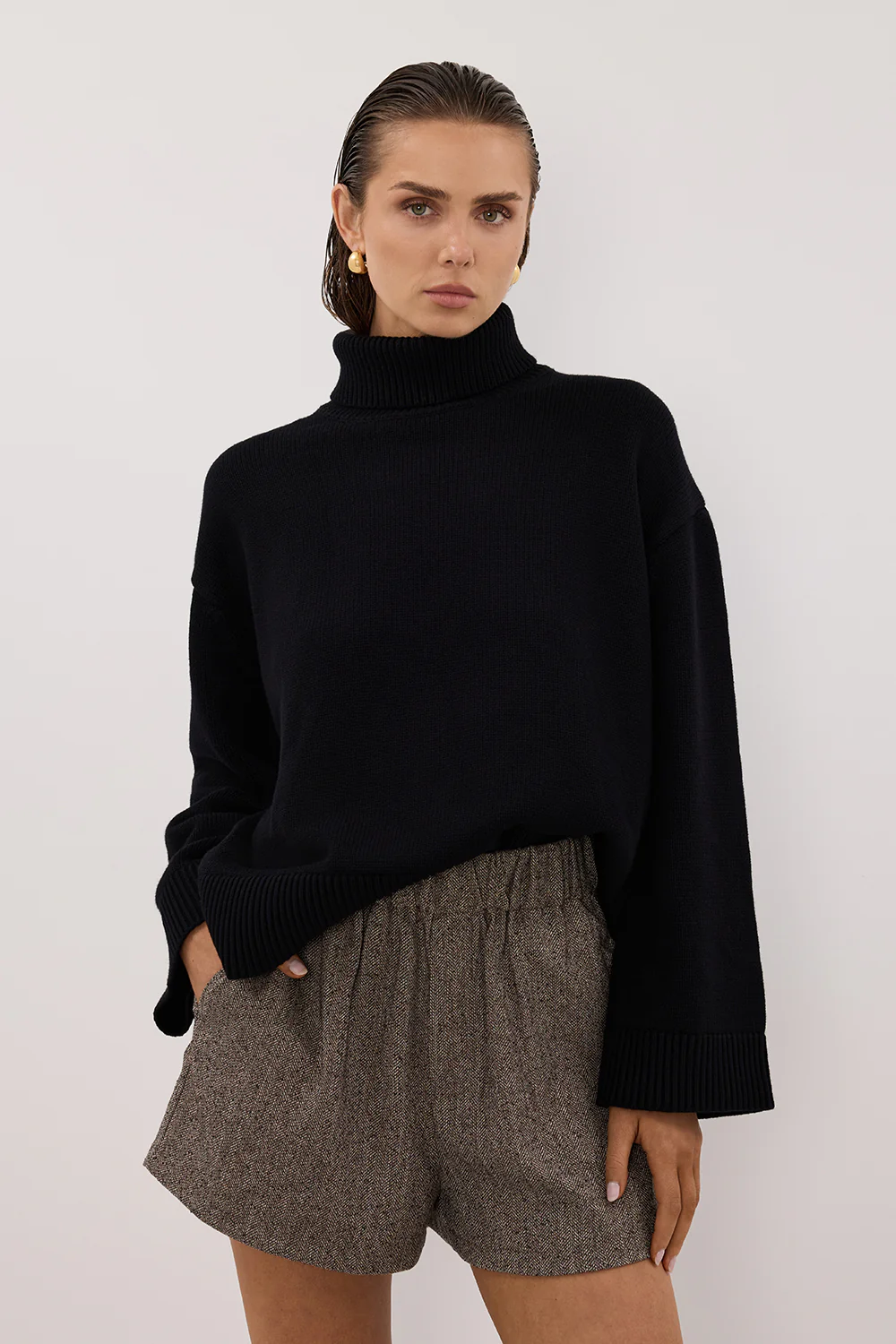 FRANKIE CHOC TWEED ELASTIC SHORT - Gamepaces