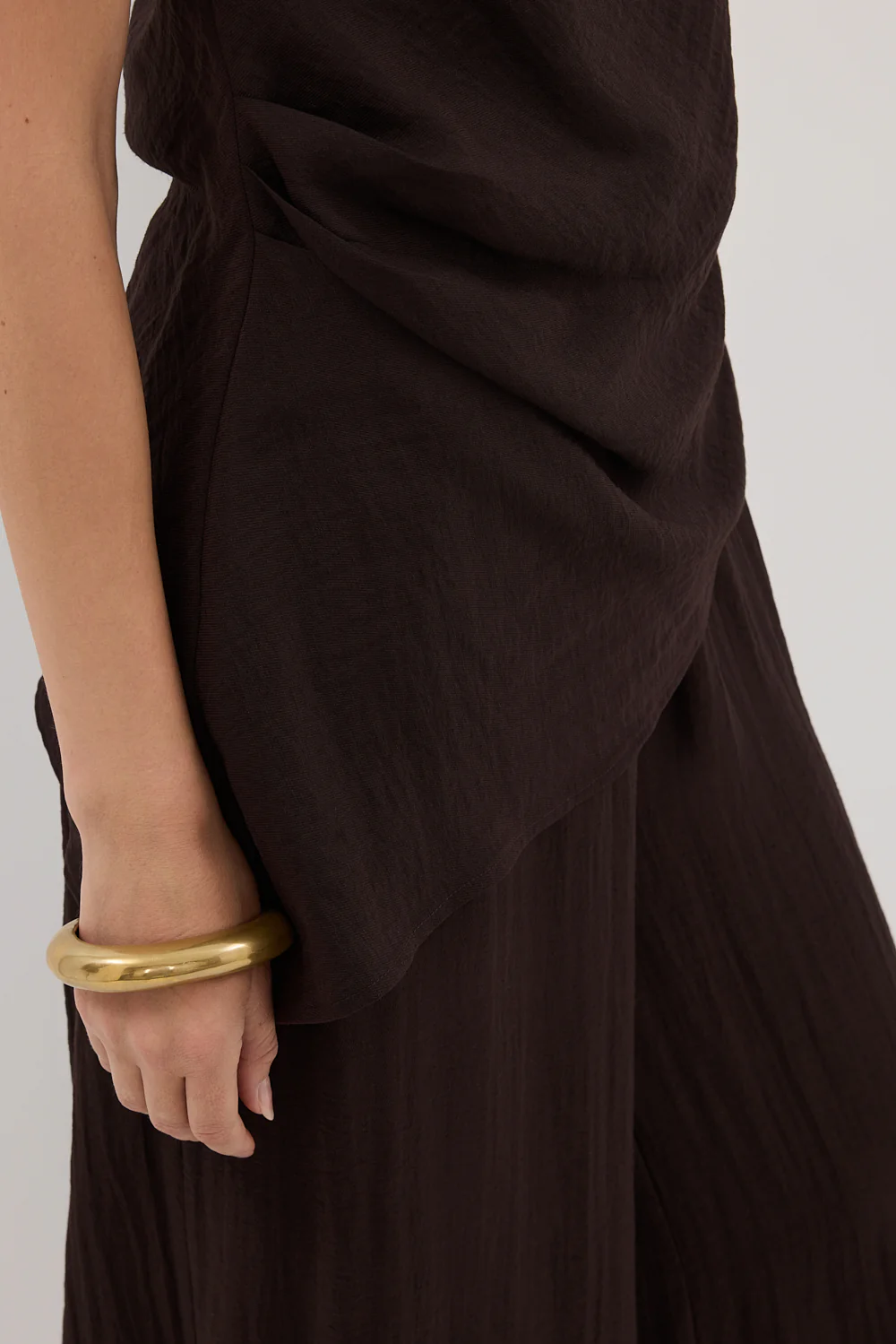 SHYLA BITTER CHOC WIDE LEG PANT - Gamepaces